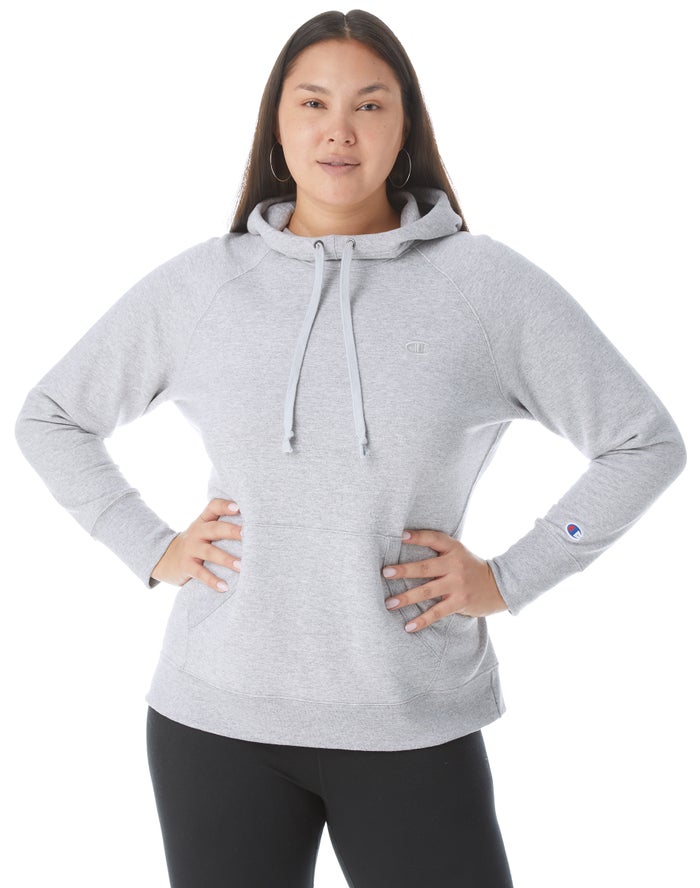 Champion Hoodie Dames - Grijs - Plus Powerblend Classic Embroidered C Logo ( 608952-VNM )